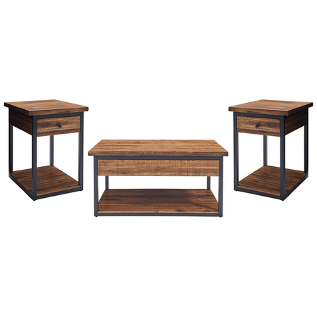 ALATERRE FURNITURE Claremont Rustic Wood Set with Coffee Table and Two End Tables ANCM0111174
